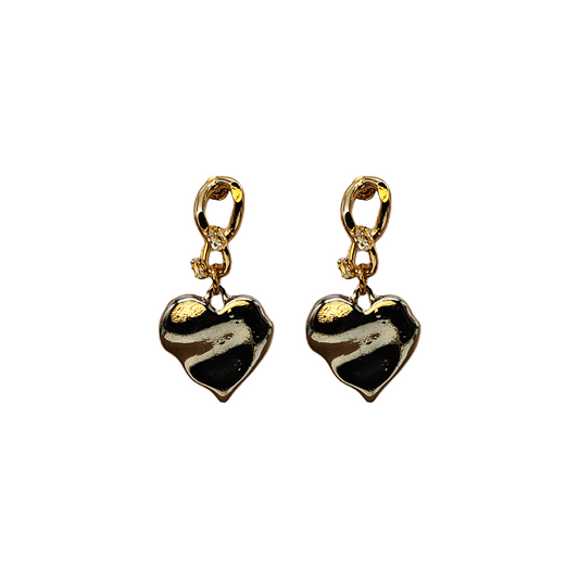 Golden Heart Drop Earrings