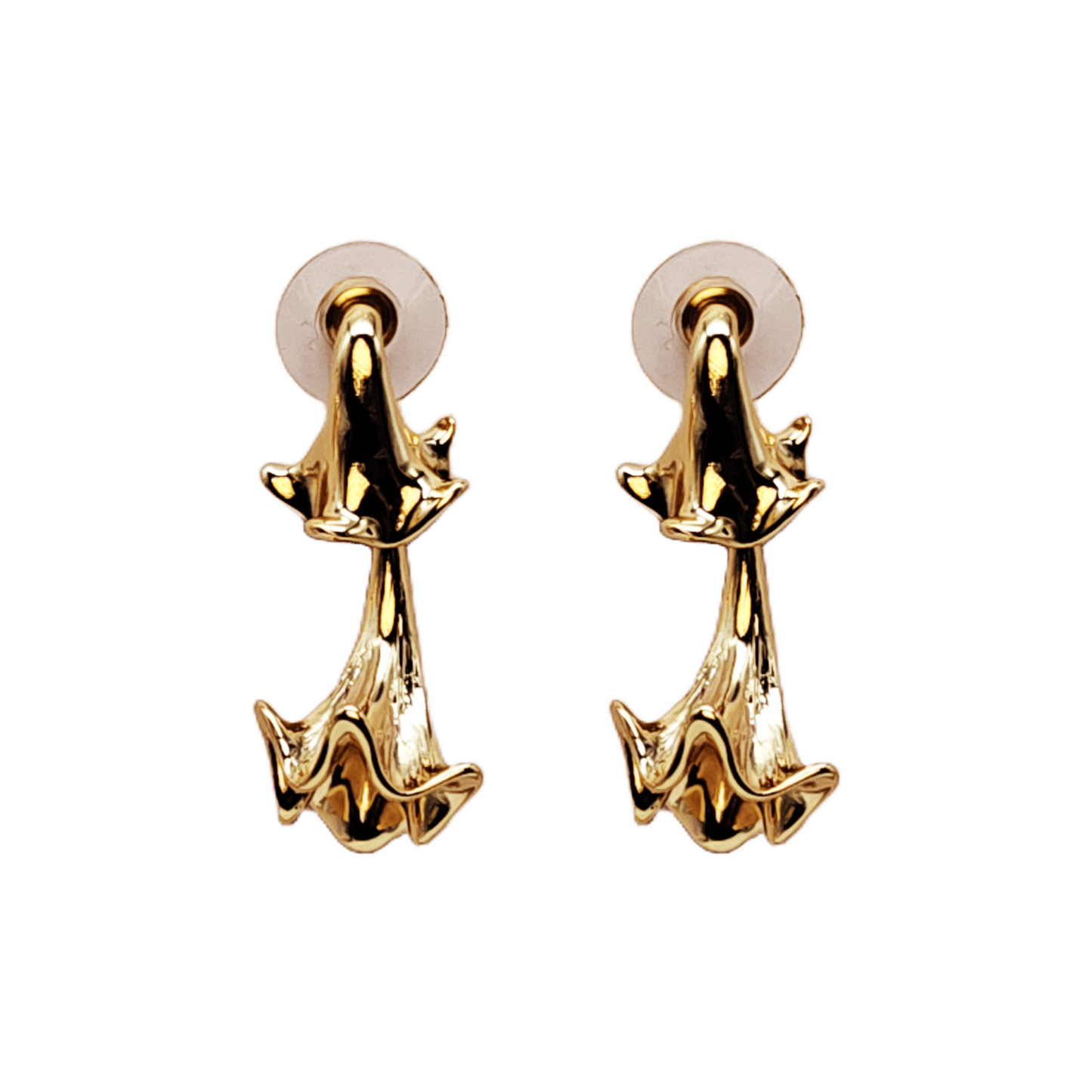 Sculpted Gold Drop Earrings – Fluid Wave Design