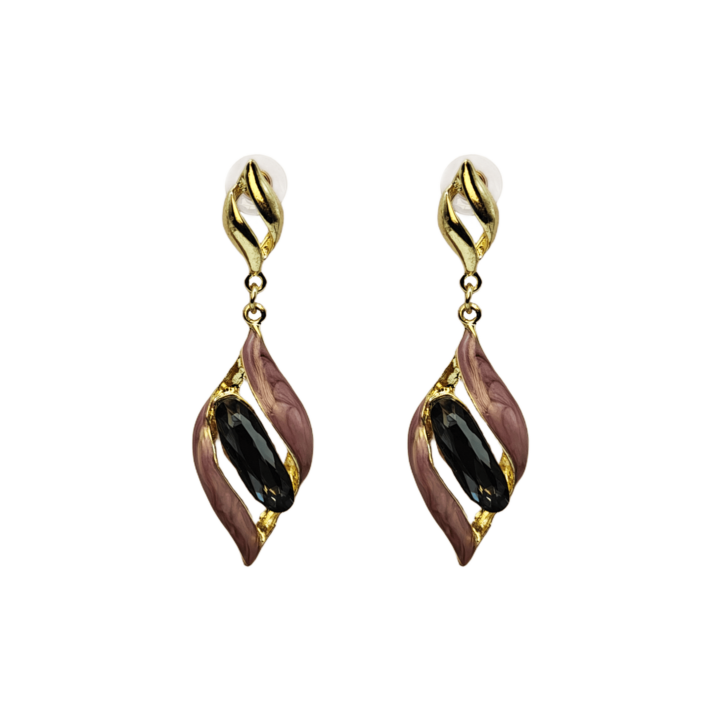 Twisted Gold Noir Drop Earrings