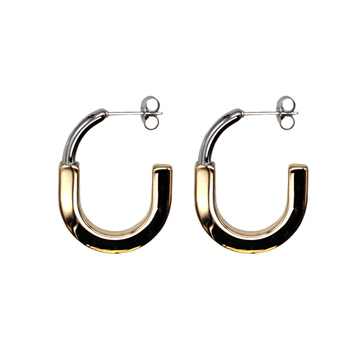 Two-Tone Chunky Hoop Earrings