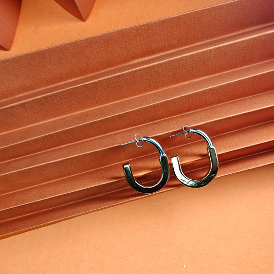 Two-Tone Chunky Hoop Earrings