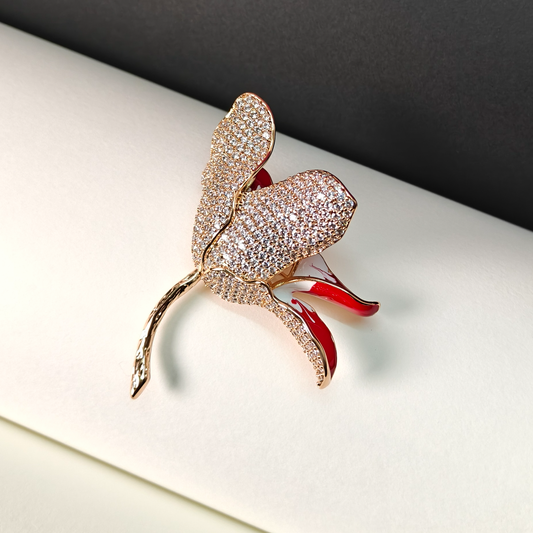 Rose Gold Orchid Bloom Brooch
