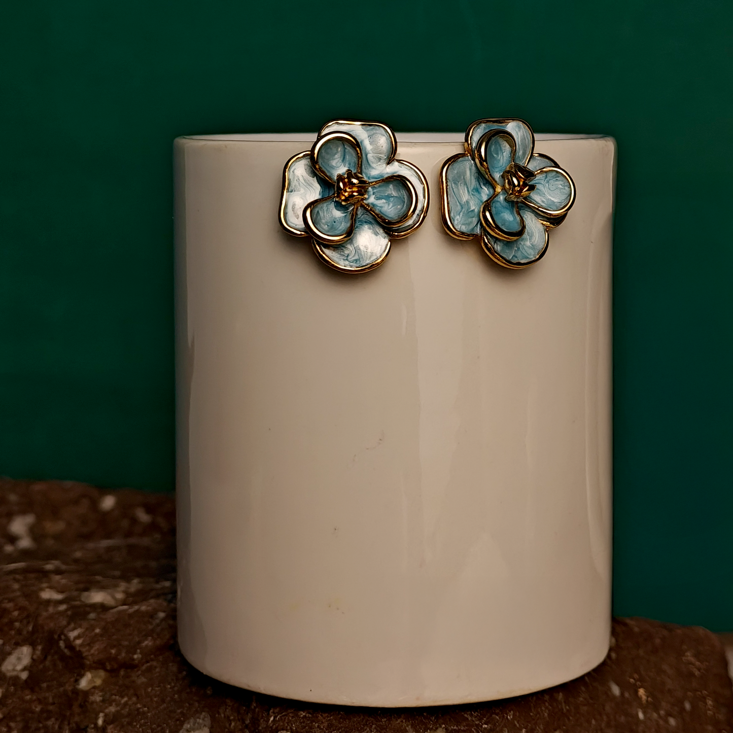 Aqua Bloom Gold-Plated Floral Stud Earrings | Elegant Lightweight Everyday Jewelry by Gaurangi