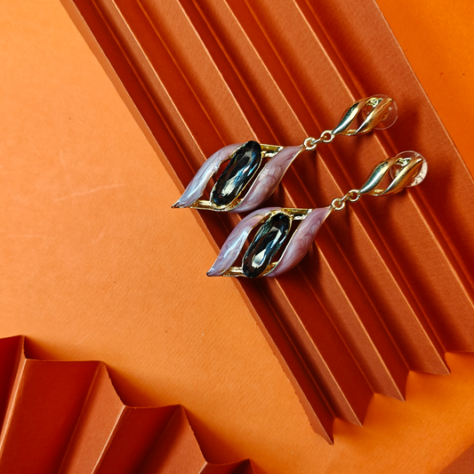 Twisted Gold Noir Drop Earrings