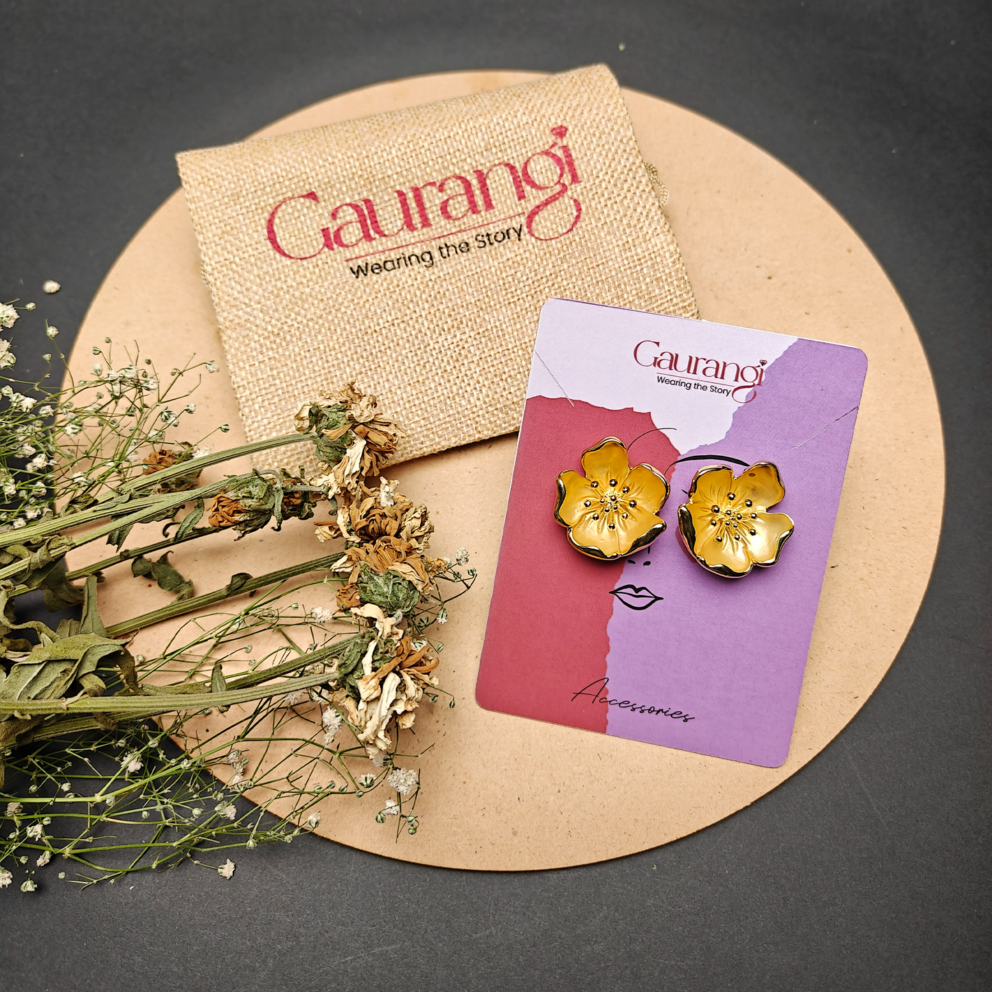 Elegant Gold-Plated Floral Stud Earrings for Women