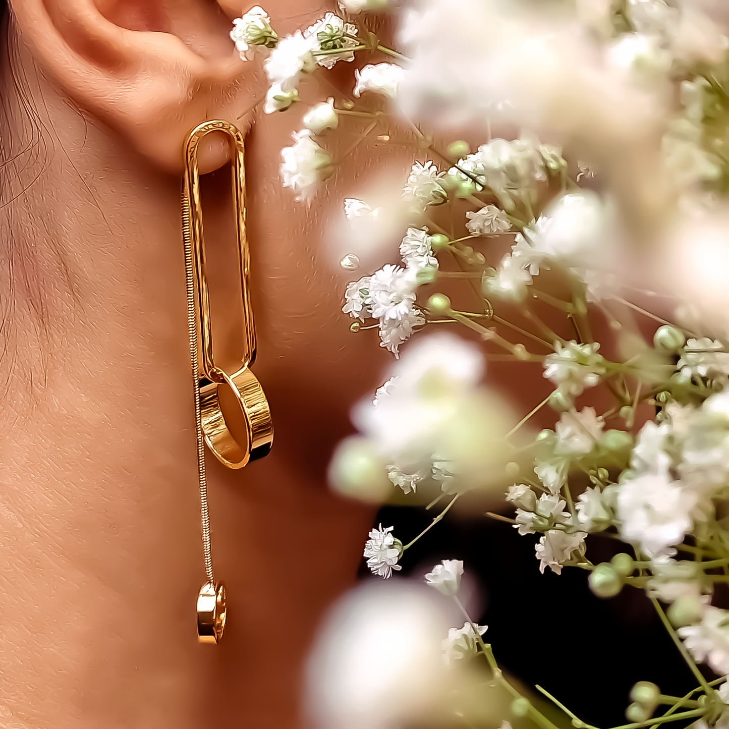 Linear Loop Gold Earrings