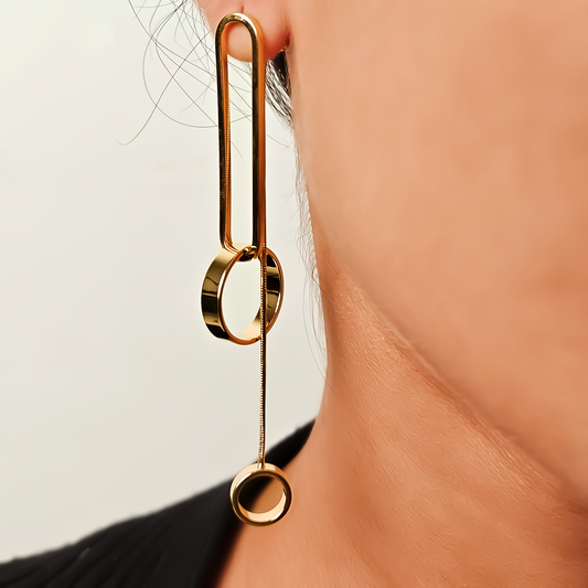 Linear Loop Gold Earrings