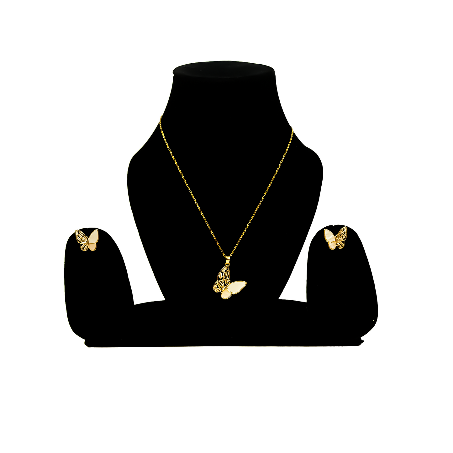 Butterfly Necklace & Earring Set – Elegant Mother of Pearl & Zirconia Jewelry