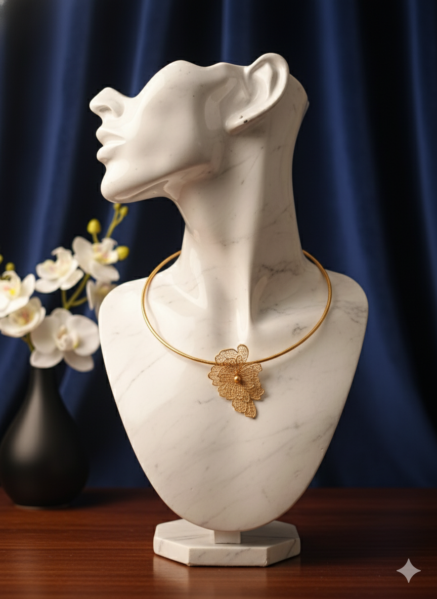 Elegant Gold Floral Choker Necklace | Delicate Filigree Design | Gaurangi Fine Jewelry