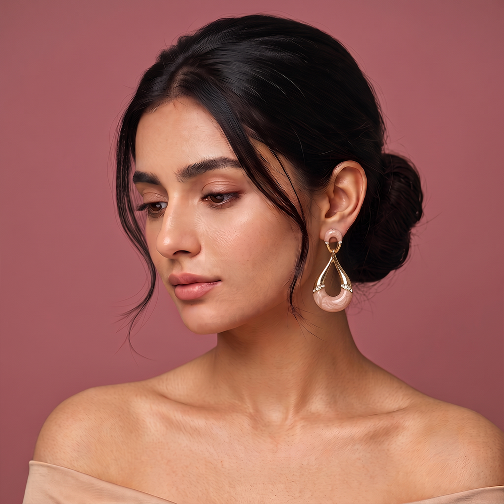 Gaurangi gold plated statement drop earrings with pearl and crystal detailing