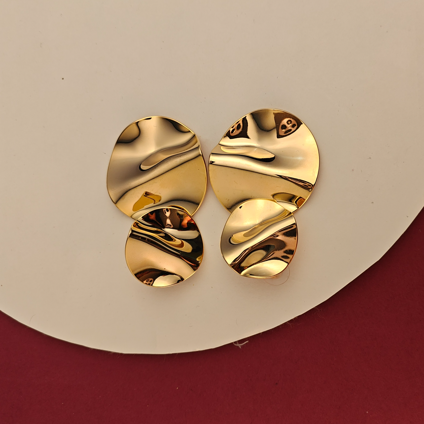 Ripple Aura Dual-Tone Statement Earrings – Gold Plated