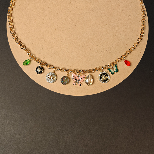 Butterfly Charm Chain for Women | Trendy Crystal & Enamel Charms |