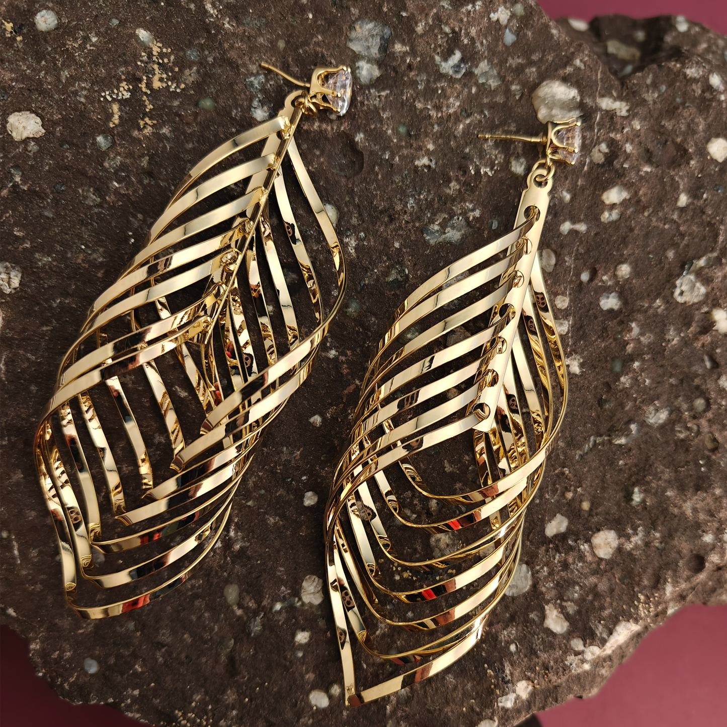 Gaurangi Luxe Twisted Layered Gold-Plated Statement Earrings | Lightweight Party & Festive Wear Jewelry