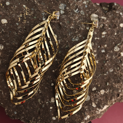 Gaurangi Luxe Twisted Layered Gold-Plated Statement Earrings | Lightweight Party & Festive Wear Jewelry
