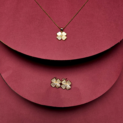 Blossom Clover Pendant & Stud Set