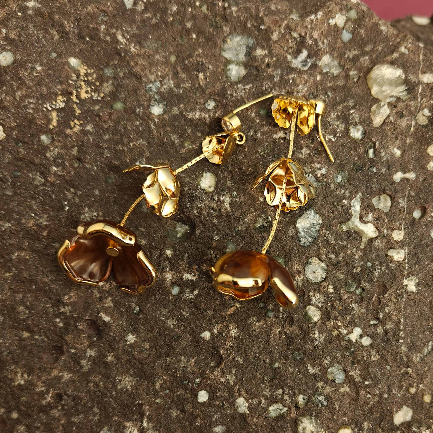 Gaurangi Blooming Gold Floral Drop Earrings – Handcrafted Statement Long Dangler Earrings for Women