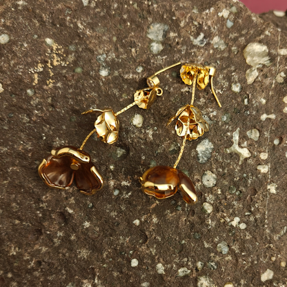 Gaurangi Blooming Gold Floral Drop Earrings – Handcrafted Statement Long Dangler Earrings for Women