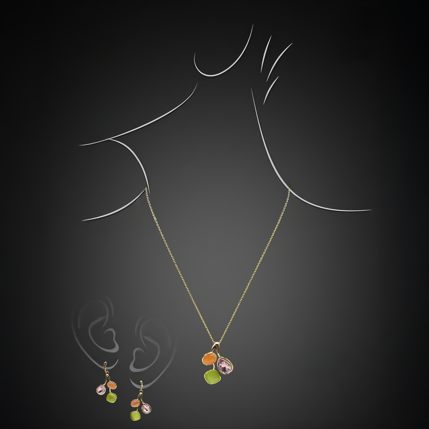 Aurora Gemstone Pendant Set