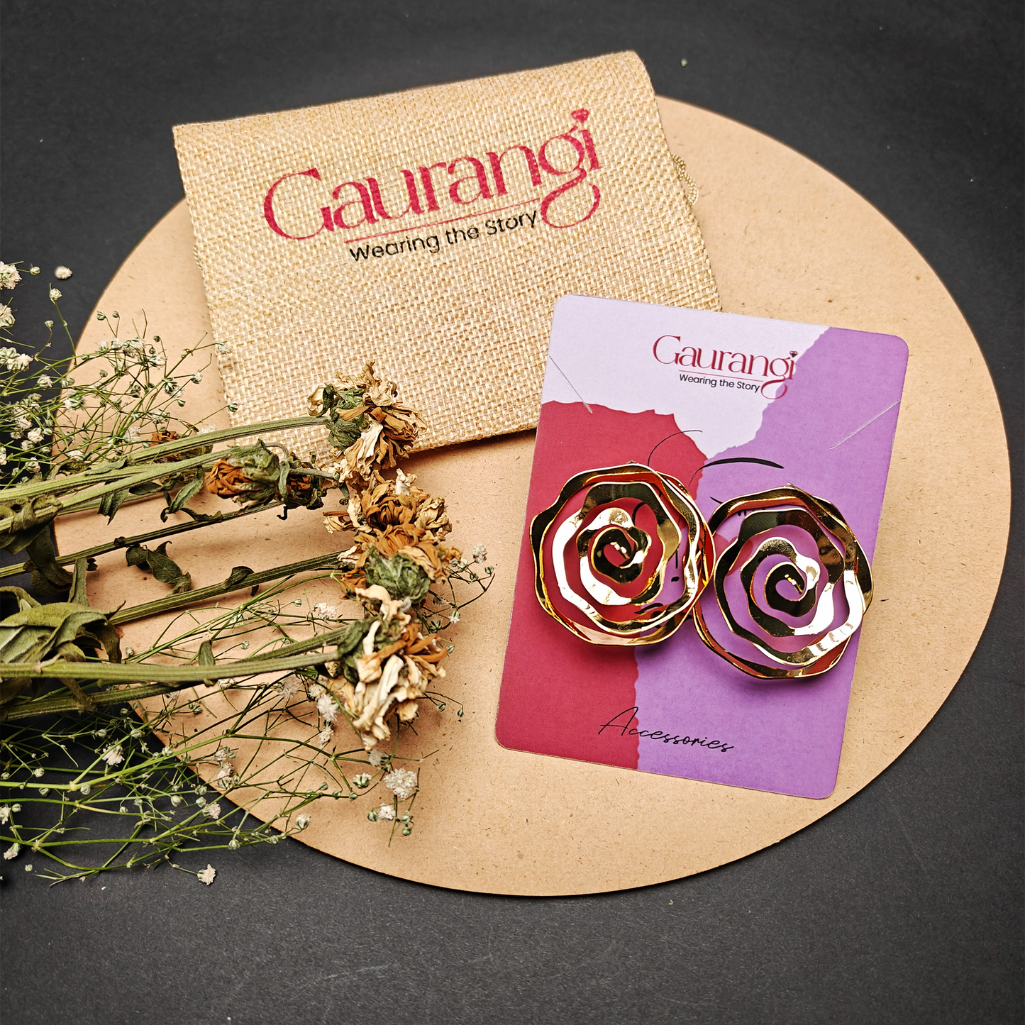 Golden Bloom Spiral Earrings