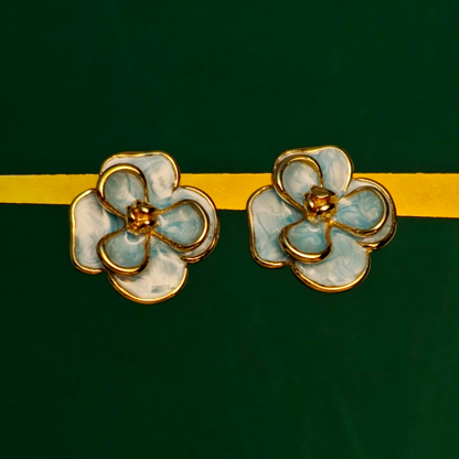 Aqua Bloom Gold-Plated Floral Stud Earrings | Elegant Lightweight Everyday Jewelry by Gaurangi