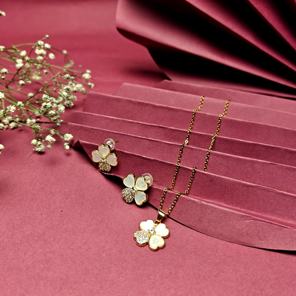 Blossom Clover Pendant & Stud Set