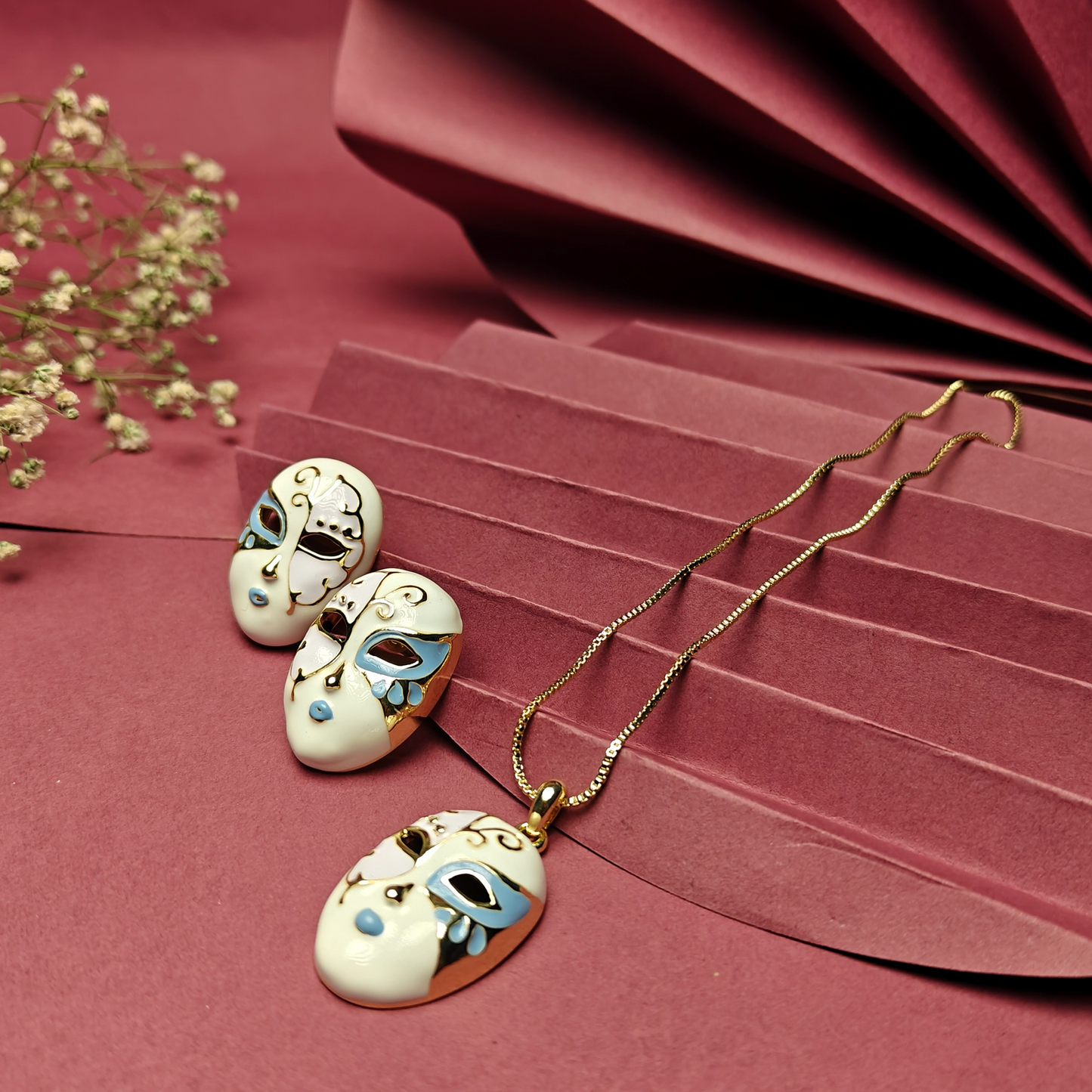 Mask Face Pendant Set