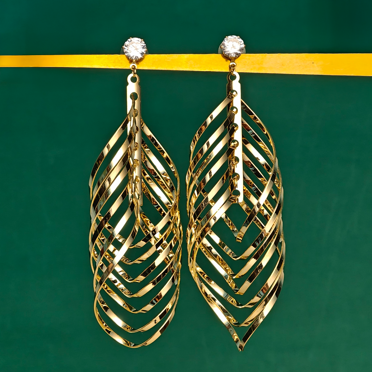 Gaurangi Luxe Twisted Layered Gold-Plated Statement Earrings | Lightweight Party & Festive Wear Jewelry