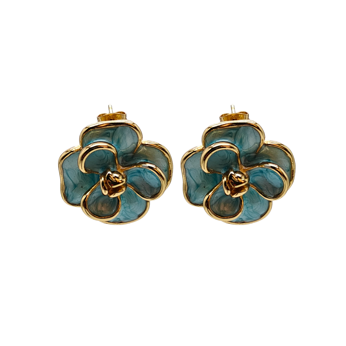 Aqua Bloom Gold-Plated Floral Stud Earrings | Elegant Lightweight Everyday Jewelry by Gaurangi