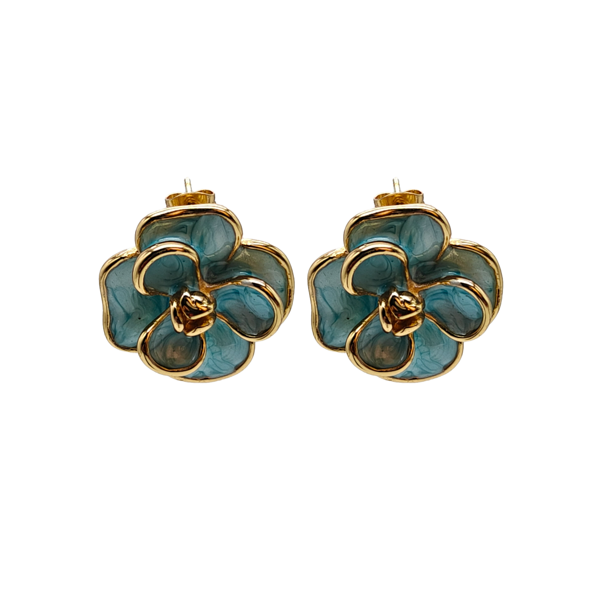 Aqua Bloom Gold-Plated Floral Stud Earrings | Elegant Lightweight Everyday Jewelry by Gaurangi