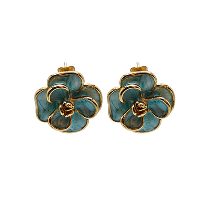 Aqua Bloom Gold-Plated Floral Stud Earrings | Elegant Lightweight Everyday Jewelry by Gaurangi