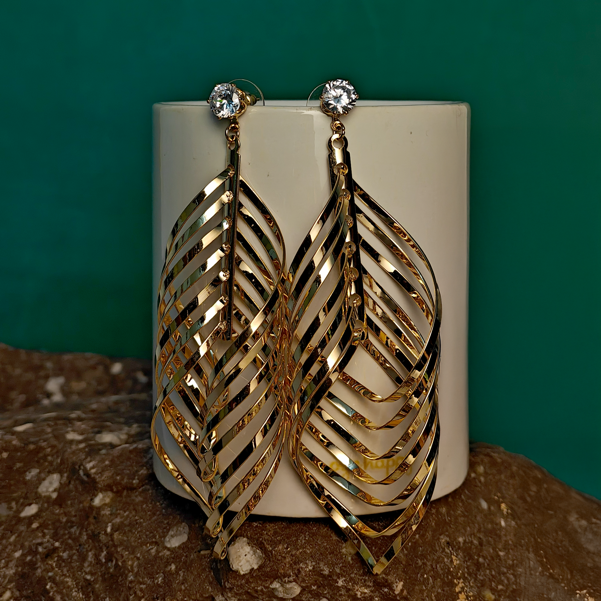 Gaurangi Luxe Twisted Layered Gold-Plated Statement Earrings | Lightweight Party & Festive Wear Jewelry
