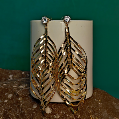 Gaurangi Luxe Twisted Layered Gold-Plated Statement Earrings | Lightweight Party & Festive Wear Jewelry
