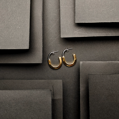 Two-Tone Chunky Hoop Earrings