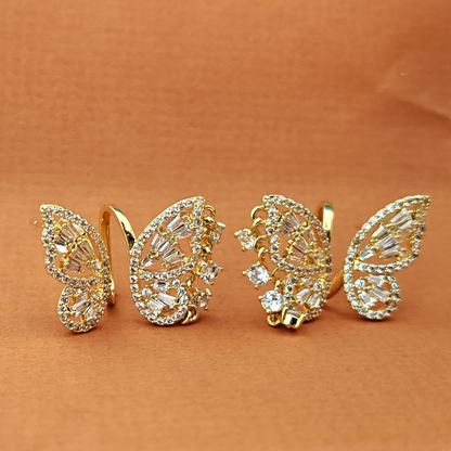 Gaurangi Sparkling Butterfly Dangle Earrings – Gold-Plated Statement Earrings with Crystal Detailing