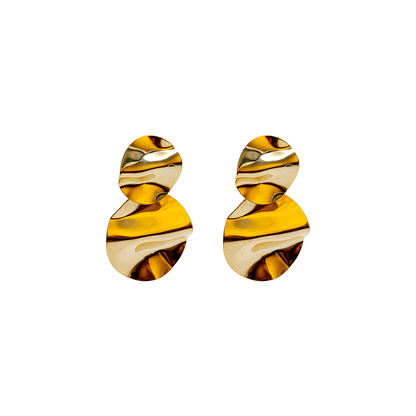 Ripple Aura Dual-Tone Statement Earrings – Gold Plated