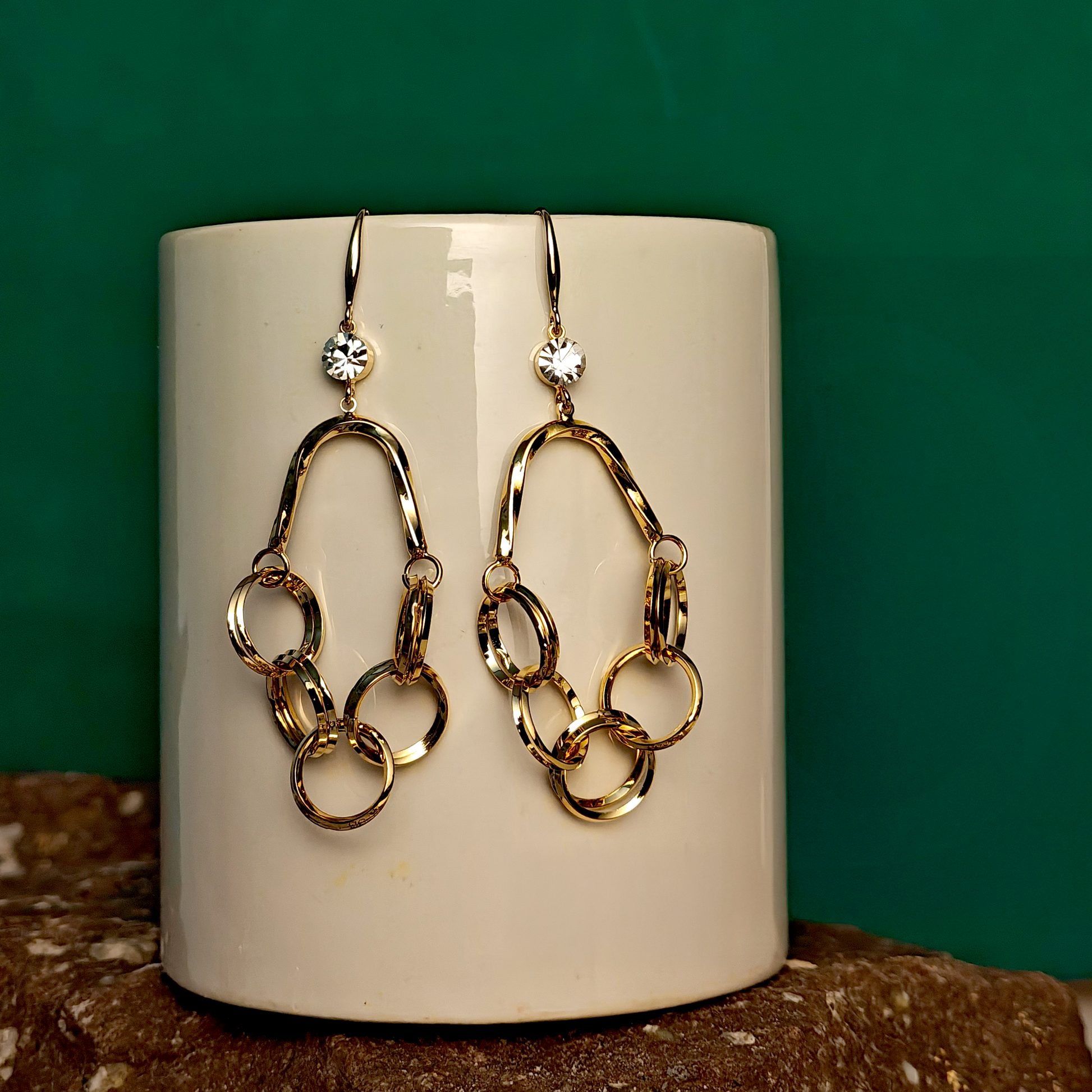 Statement Gold Link Dangle Earrings – Modern Chain Drop Earrings for Women