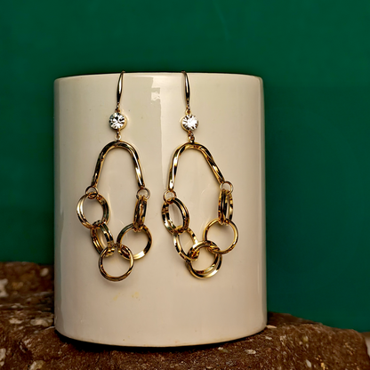 Statement Gold Link Dangle Earrings – Modern Chain Drop Earrings for Women