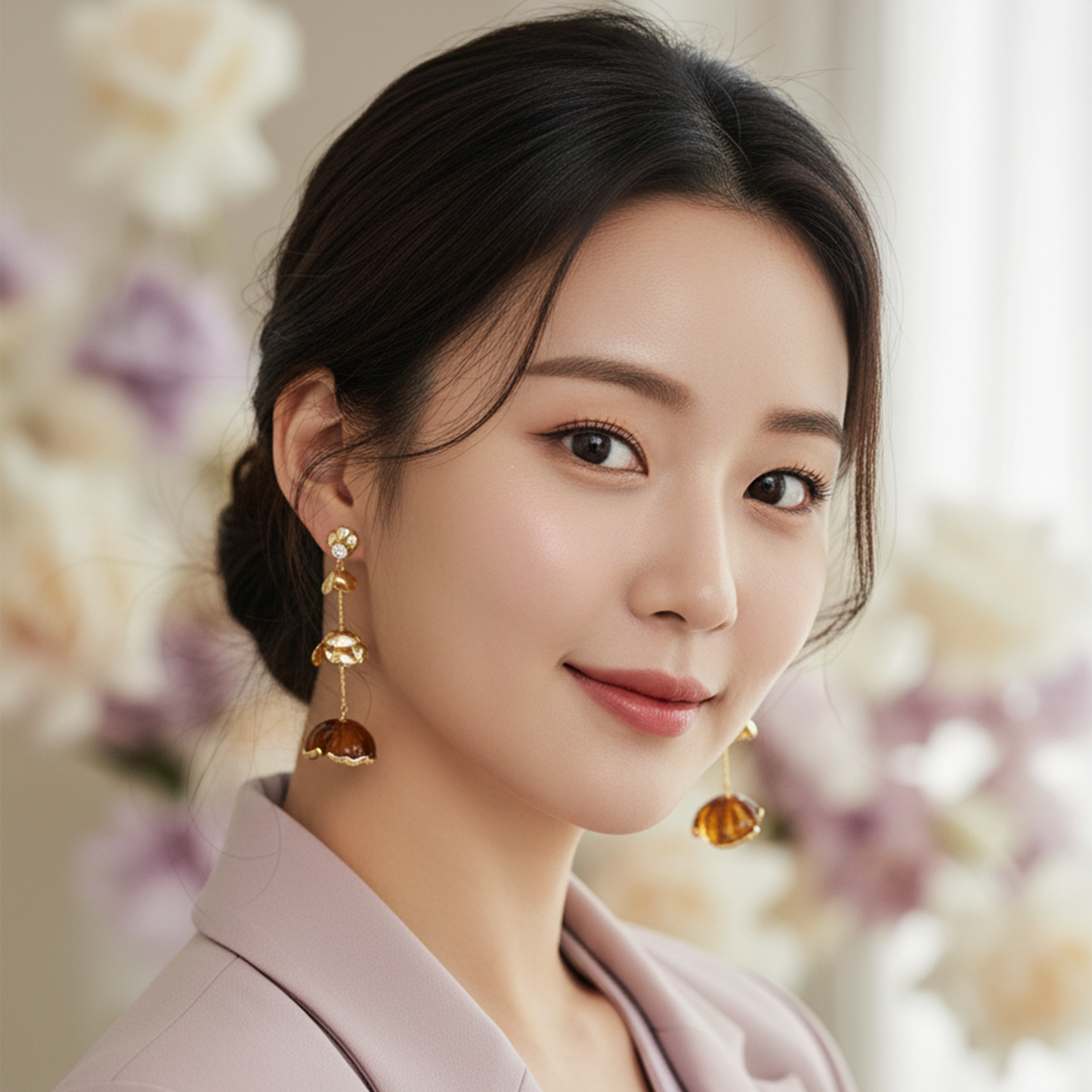 Gaurangi Blooming Gold Floral Drop Earrings – Handcrafted Statement Long Dangler Earrings for Women