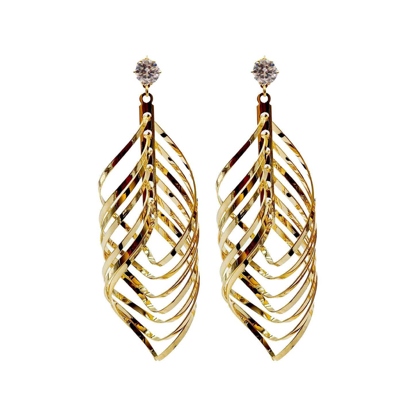 Gaurangi Luxe Twisted Layered Gold-Plated Statement Earrings | Lightweight Party & Festive Wear Jewelry