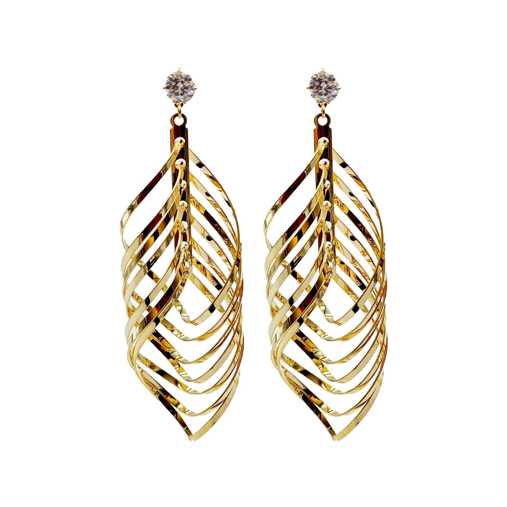 Gaurangi Luxe Twisted Layered Gold-Plated Statement Earrings | Lightweight Party & Festive Wear Jewelry
