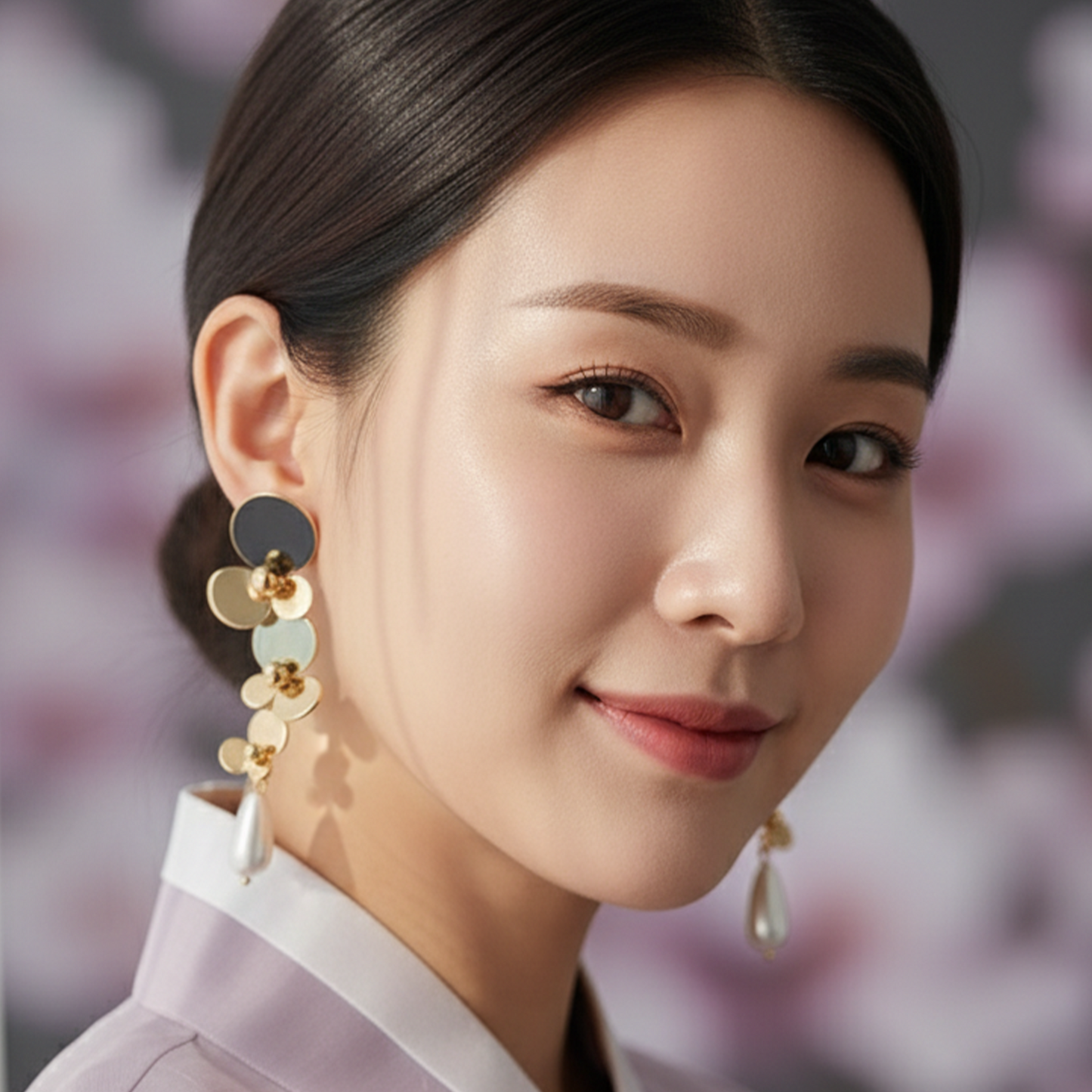 Golden Bloom Cascading Floral Earrings with Pearl Drop – Statement Wedding & Party Jewelry by Gaurangi