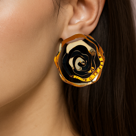 Golden Bloom Spiral Earrings