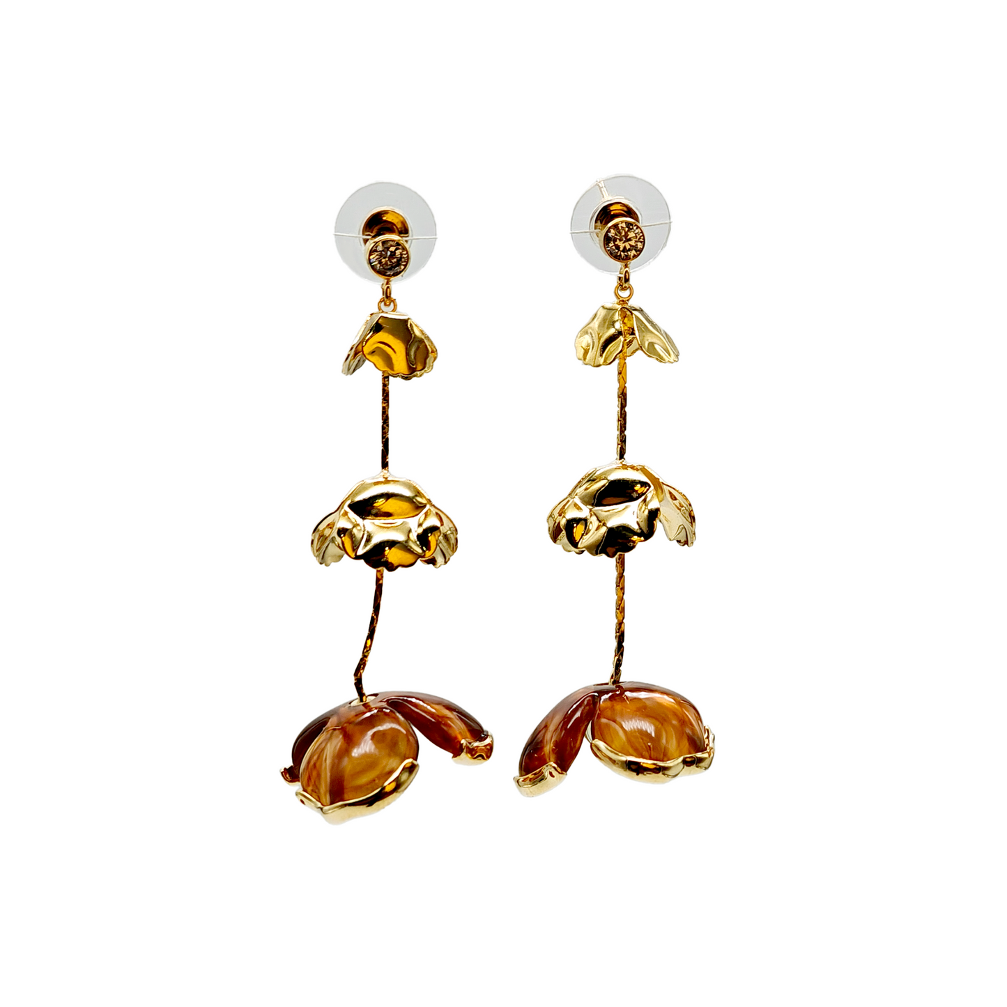 Gaurangi Blooming Gold Floral Drop Earrings – Handcrafted Statement Long Dangler Earrings for Women