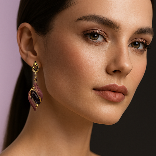 Twisted Gold Noir Drop Earrings