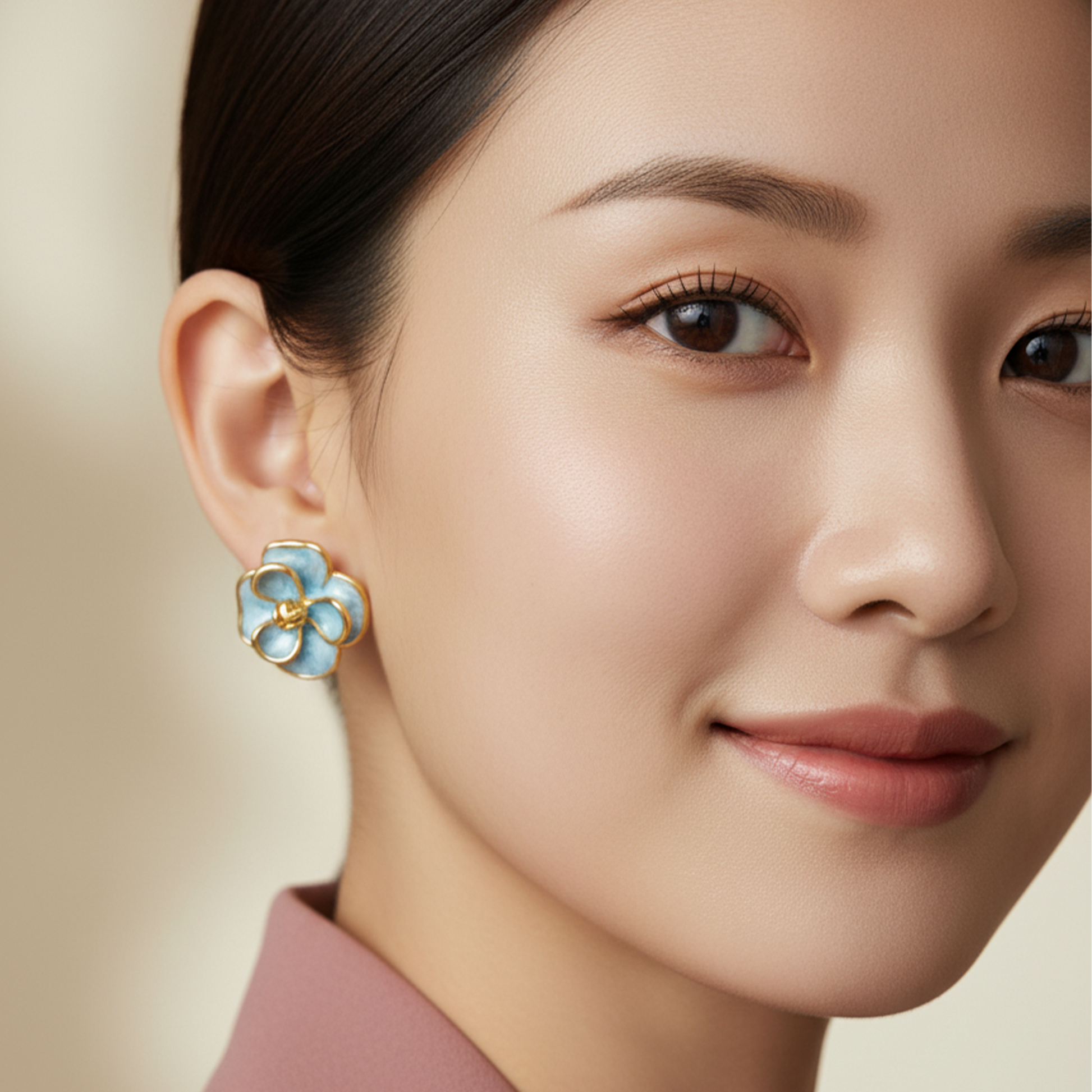 Aqua Bloom Gold-Plated Floral Stud Earrings | Elegant Lightweight Everyday Jewelry by Gaurangi