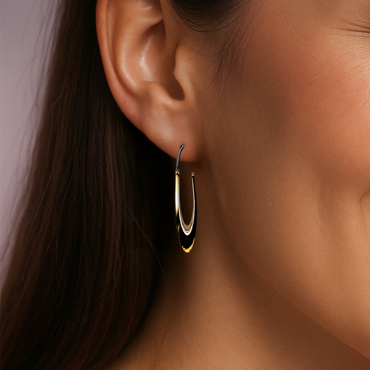 Two-Tone Chunky Hoop Earrings