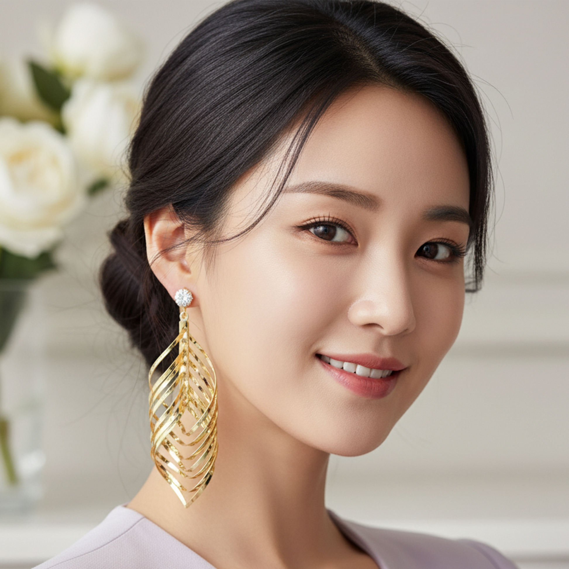 Gaurangi Luxe Twisted Layered Gold-Plated Statement Earrings | Lightweight Party & Festive Wear Jewelry