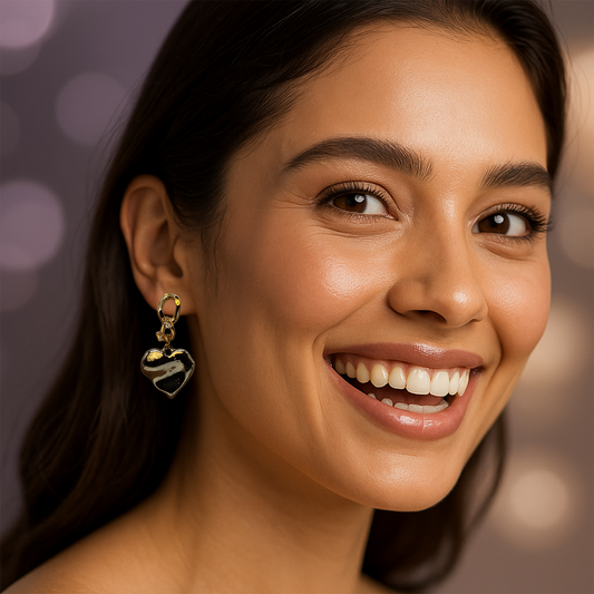 Golden Heart Drop Earrings