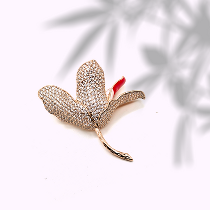 Rose Gold Orchid Bloom Brooch
