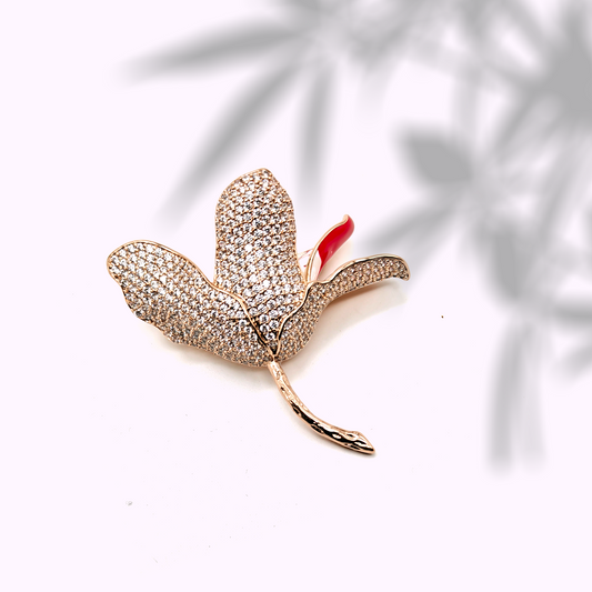 Rose Gold Orchid Bloom Brooch